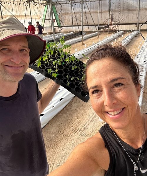 Prof. Eilon and Osnat the COO taking selfie in NetaGenomiX GreenHouse